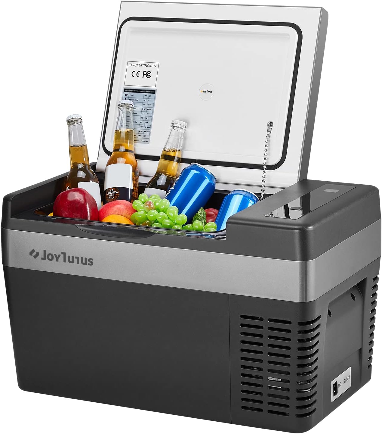 JOYTUTUS 12 Volt Refrigerator, 26 Quart / 25L Portable Freezer, -7.6℉ to 50℉, Car Fridge With 12/24V DC Cord and 110V AC Adapter, Electric Cooler for Camping, Road Trip, RV, Vehicle, Truck, Van, Boat, Outdoor and Home