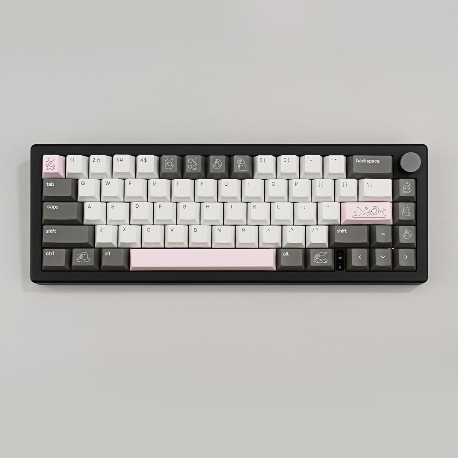 Cute PBT Keycap 130 Keys, Minimalist Black and White Cherry Profile Keycap, Dye Sub Custom Keyboard Key Caps for Cherry MX Switches Mechanical Gaming Keyboard 60% 75% 100%