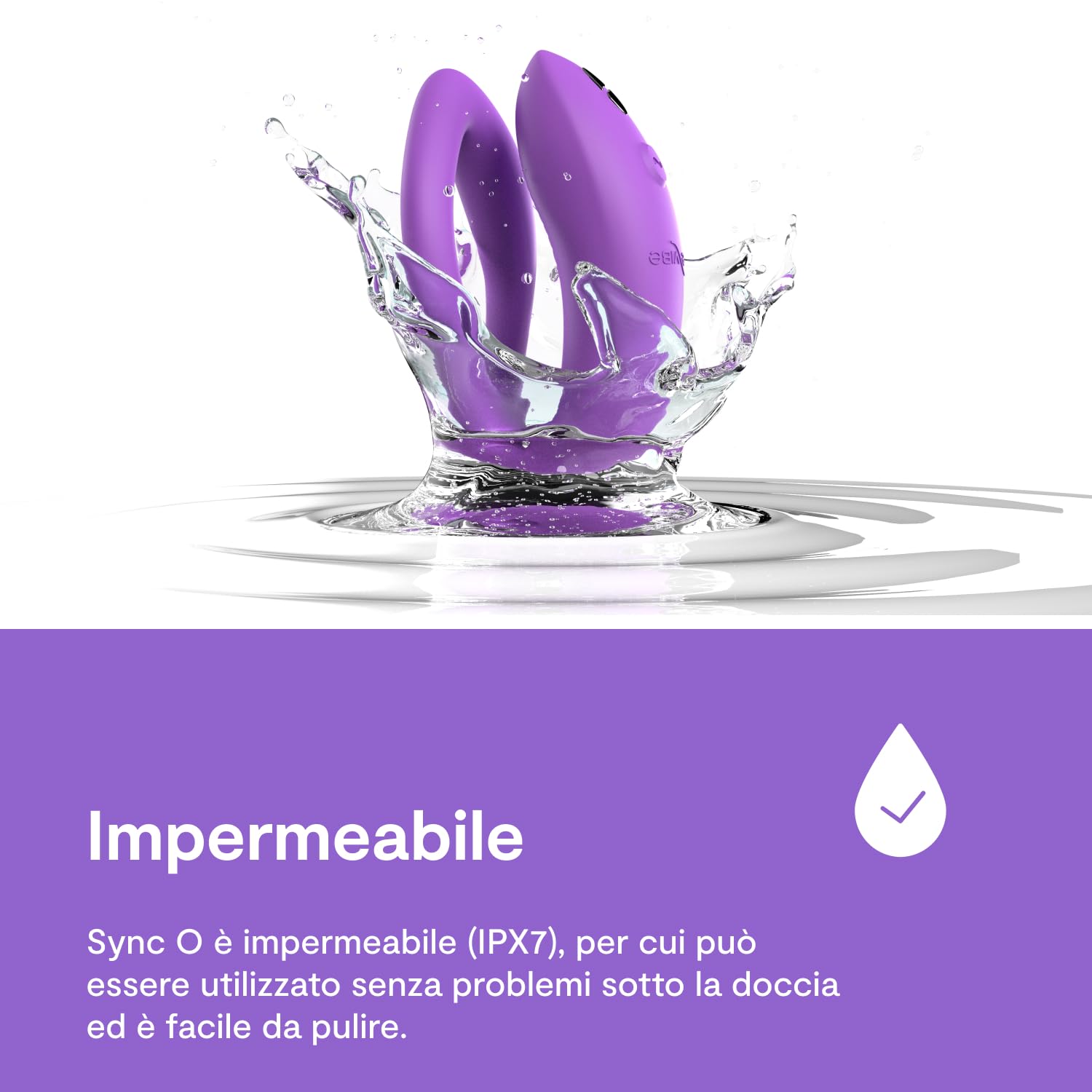 We-Vibe Sync O Vibratore di coppia - Sex toy vibrante a C con telecomando per donne - Controllato tramite app - Stimolazione del punto G e del clitoride - Resistente all'acqua e ricaricabile - viola