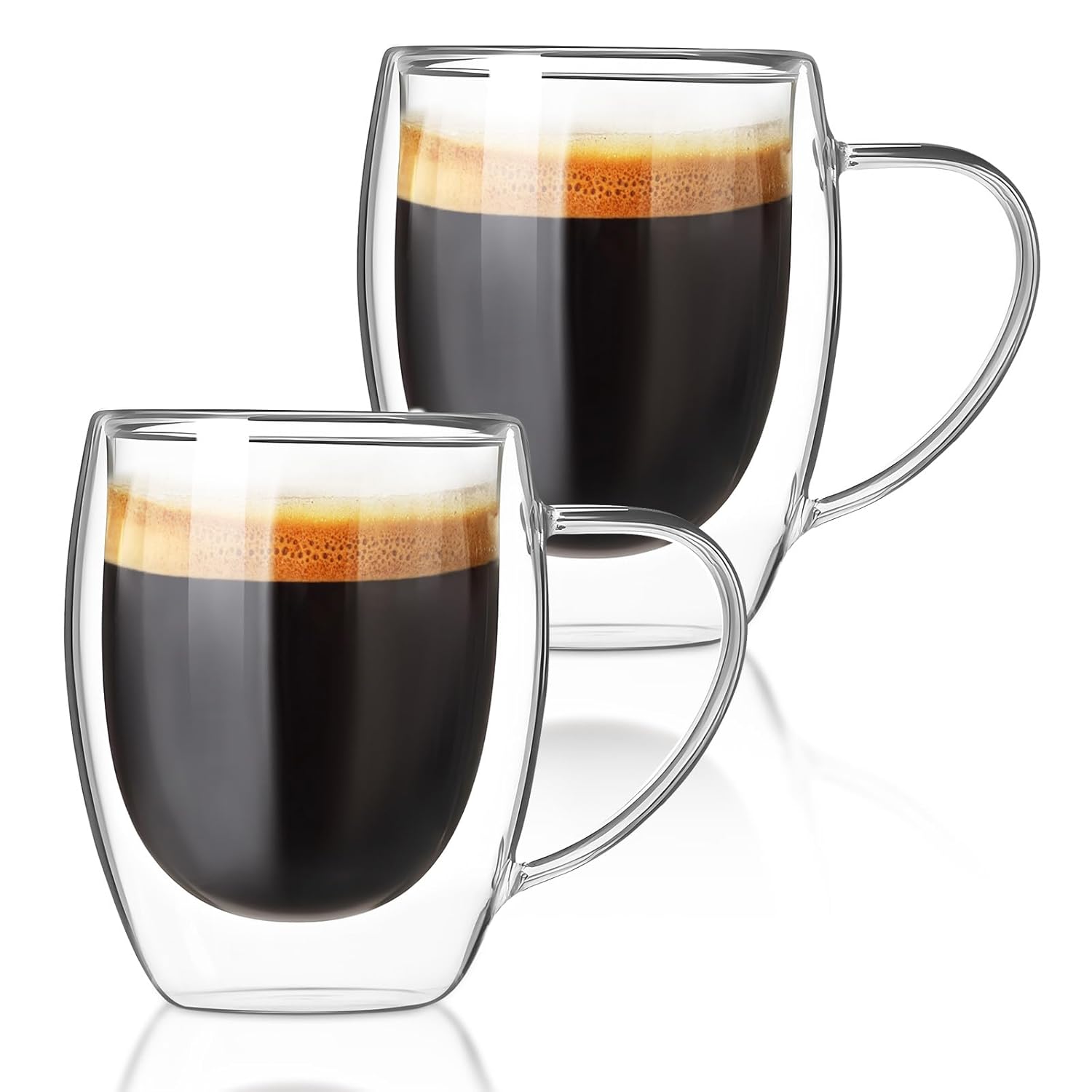 Double walled glass coffee mugs Glass Coffee Mugs Set Of 2 Glass Coffee Cups with Handles 12OZ Suitable