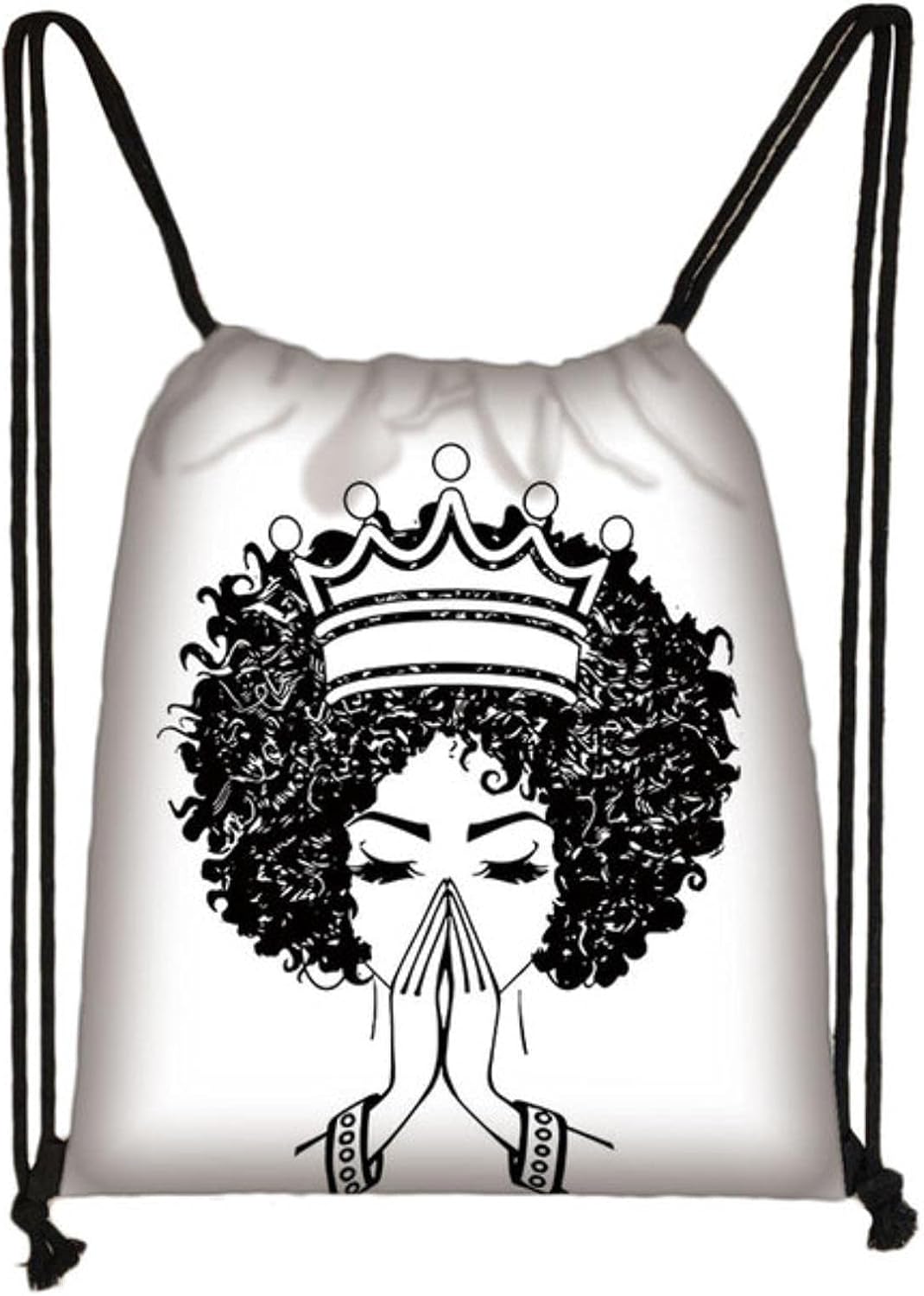 CQMYG Schwarze Prinzessin mit Kronendruck Kordelzug Afro Mädchen