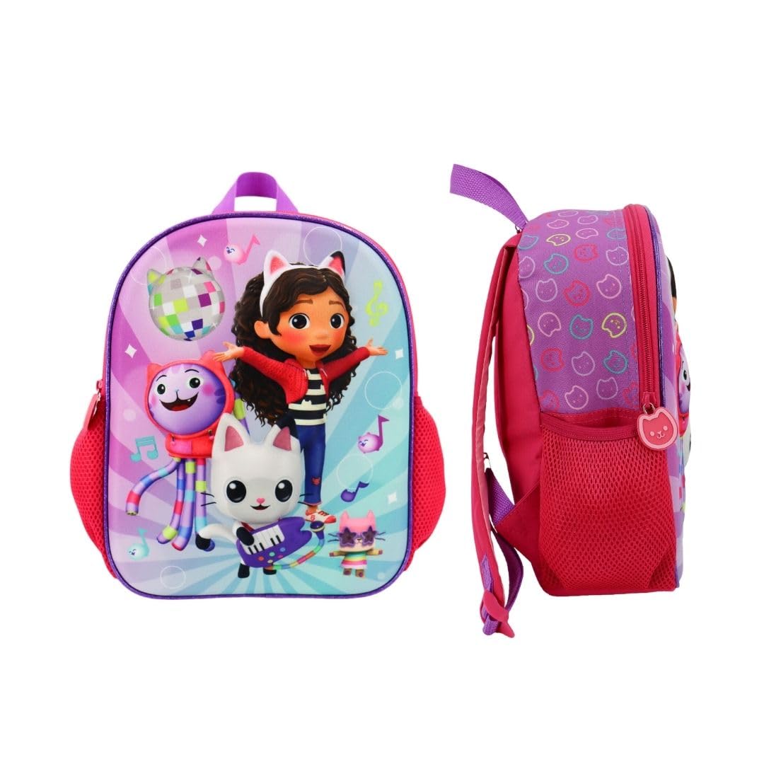 mybagstory Mochila 3D gabby para niña, color rosa para niños, escuela infantil, guardería, mochila para niña, tirantes ajustables, idea de regalo, rosa, 30,5 cm, Gabby's Dollhouse - Rosa, Enfant