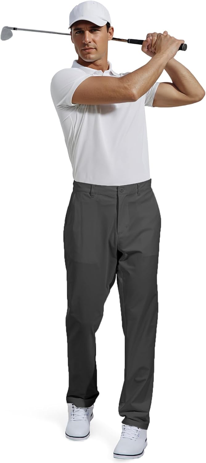 JMIERR Mens Chino Pants Casual Stretch Golf Pants Waist Tapered Trousers Lightweight Comfy Pants with Zipper Pockets - Image 6