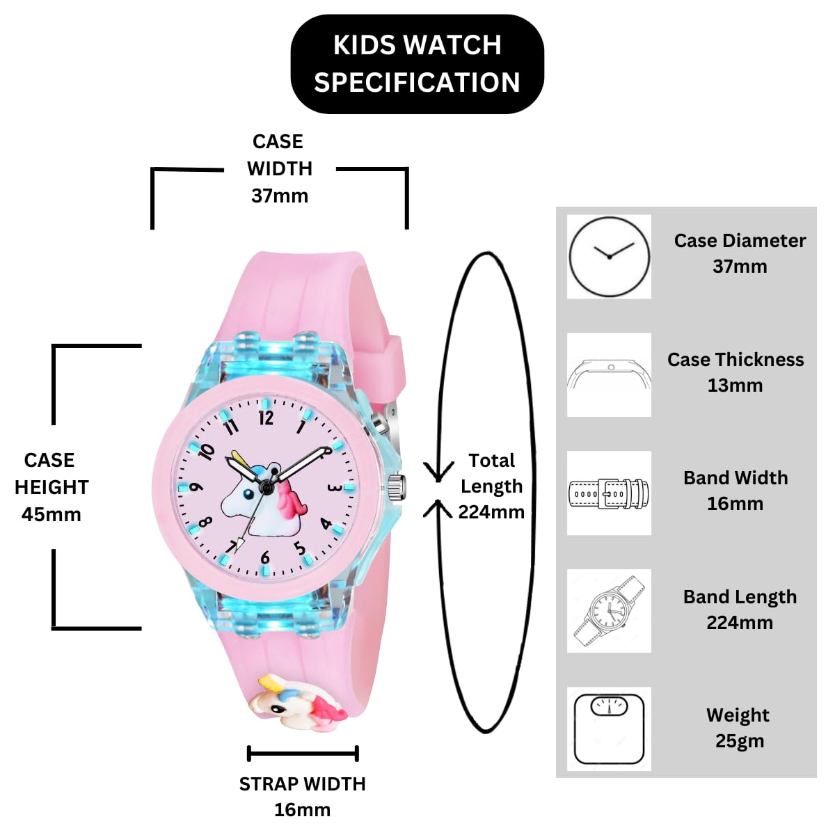 ON TIME OCTUS Kids Analouge Multi-Color Light Cute 3D Cartoon Character Girls Watch (Multicolour Dial & Pink Colored Strap) 2