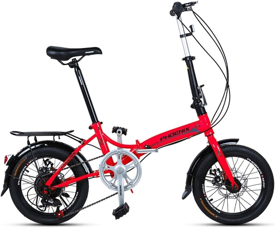 Yunyisujiao Folding Bicycle 16 Inch Men And Women Models Lightweight Folding Bike Bicycle Adult Mini Speed Car Double Disc Brake Folding Bicycle (Color : WHITE, Size : 150 * 30 * 96CM)