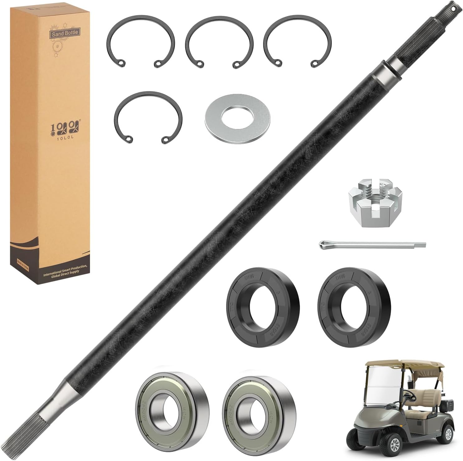 10L0L Golf Cart Driver Side Rear Spline Axle Shaft for EZGO RXV Electric 2008-Up, Replace OEM 620337 614208, 24.5' Long
