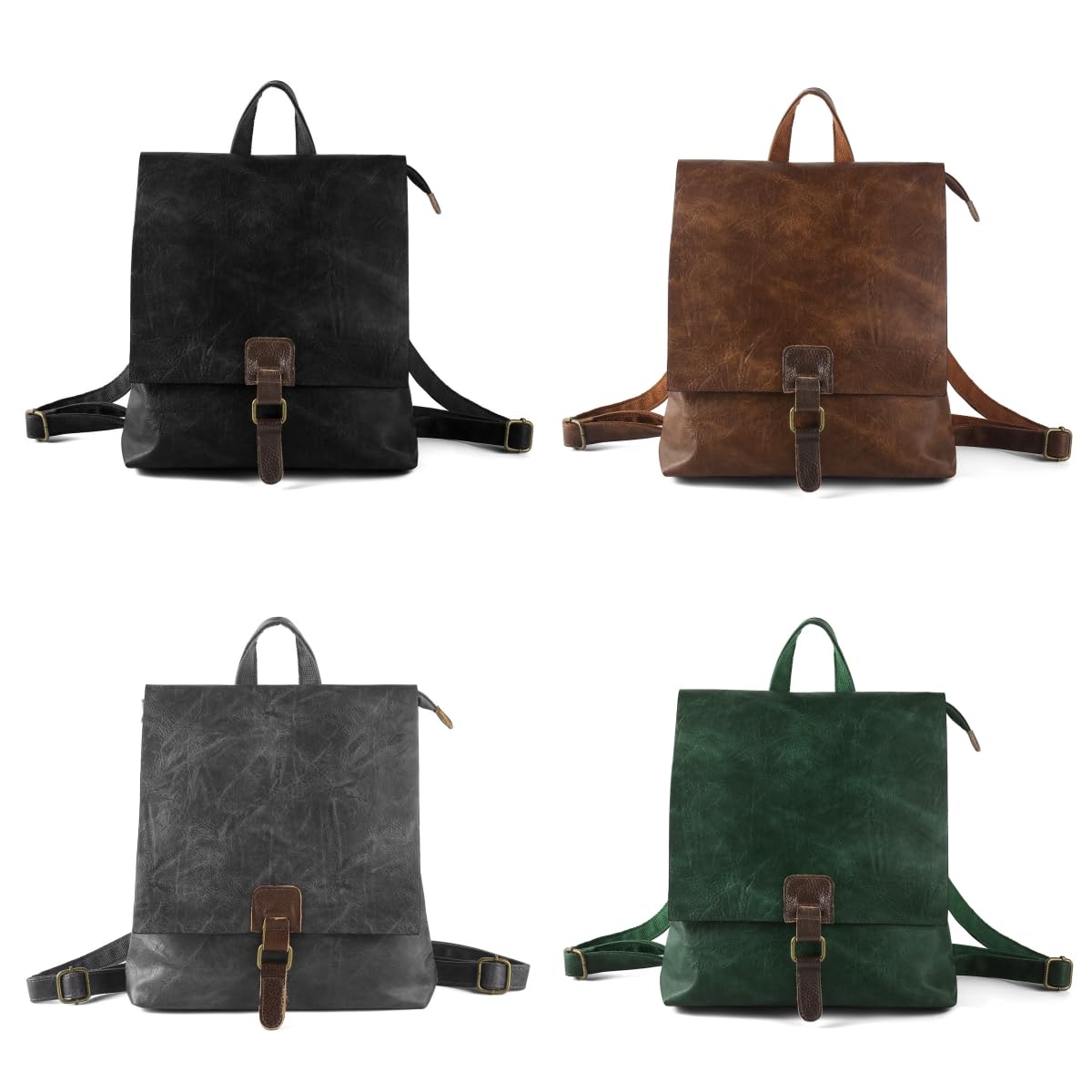 Damen Rucksack Leder Modische Mittelgroß mit Diebstahlschutz, Umhängetasche aus Echtem Leder Handtasche 3-in-1 für Uni Arbeit Schule Reise