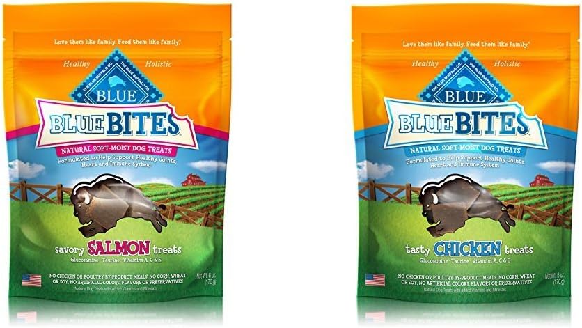 Blue Bites Soft-Moist Variety Pack Dog Treats With Chicken And Salmon Flavors, 6Oz (Pack Of 2)