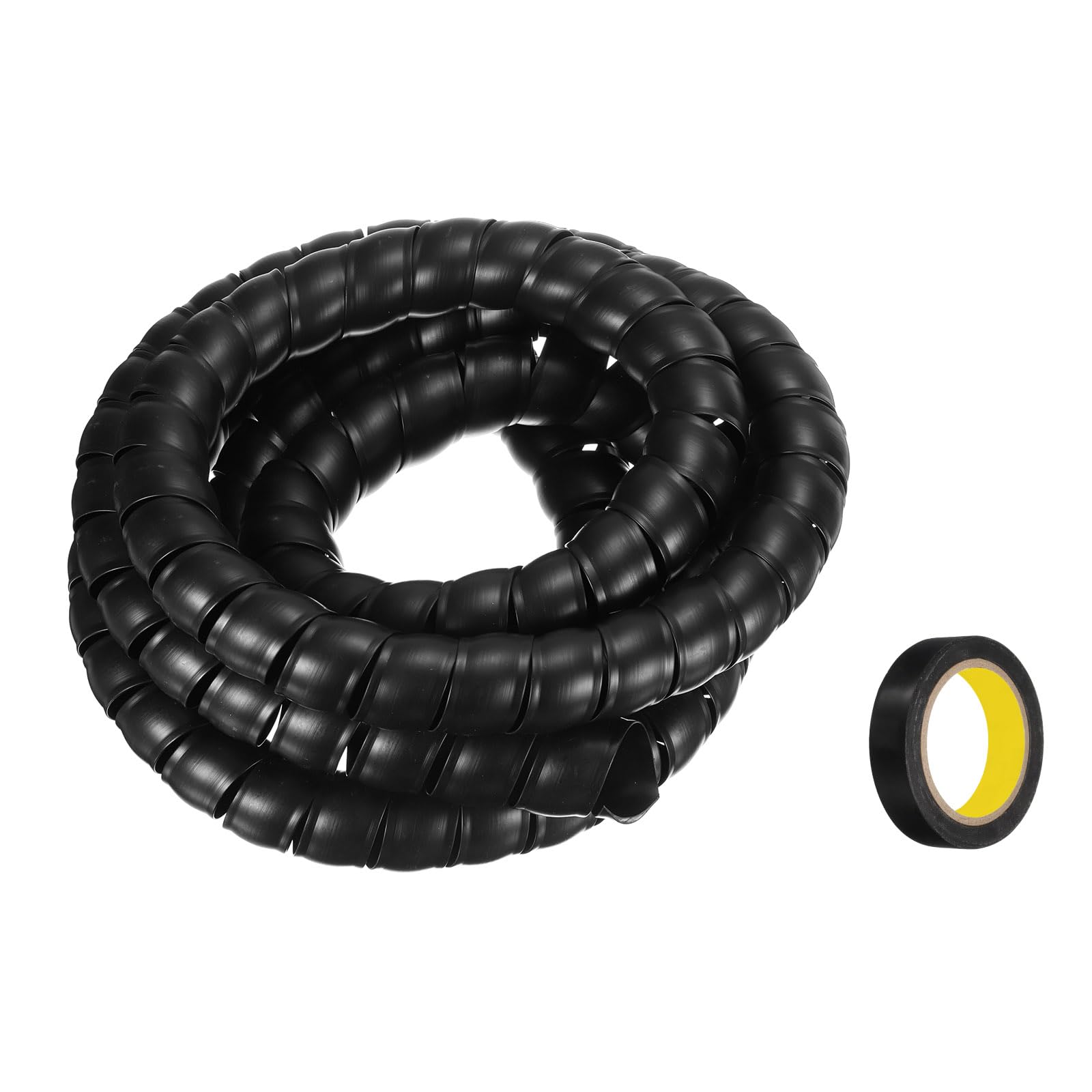 sourcing map Spiral Cable Wrap 9.8ft/3.0M 30mm Cable Management Sleeve PP Insulation Cord Organizer for Computer Wire Power Cable Gas Pipe Black with Tape