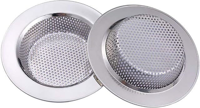 Yizhet 2pcs Kitchen Sink Strainer, Stainless Steel Sink Drain Filter Bathroom Hair Catcher Shower, Plug Hole Cover, Bathtub Drain Cover for Kitchen Bathroom, Outer Diameter 112mm (4.41 inch)