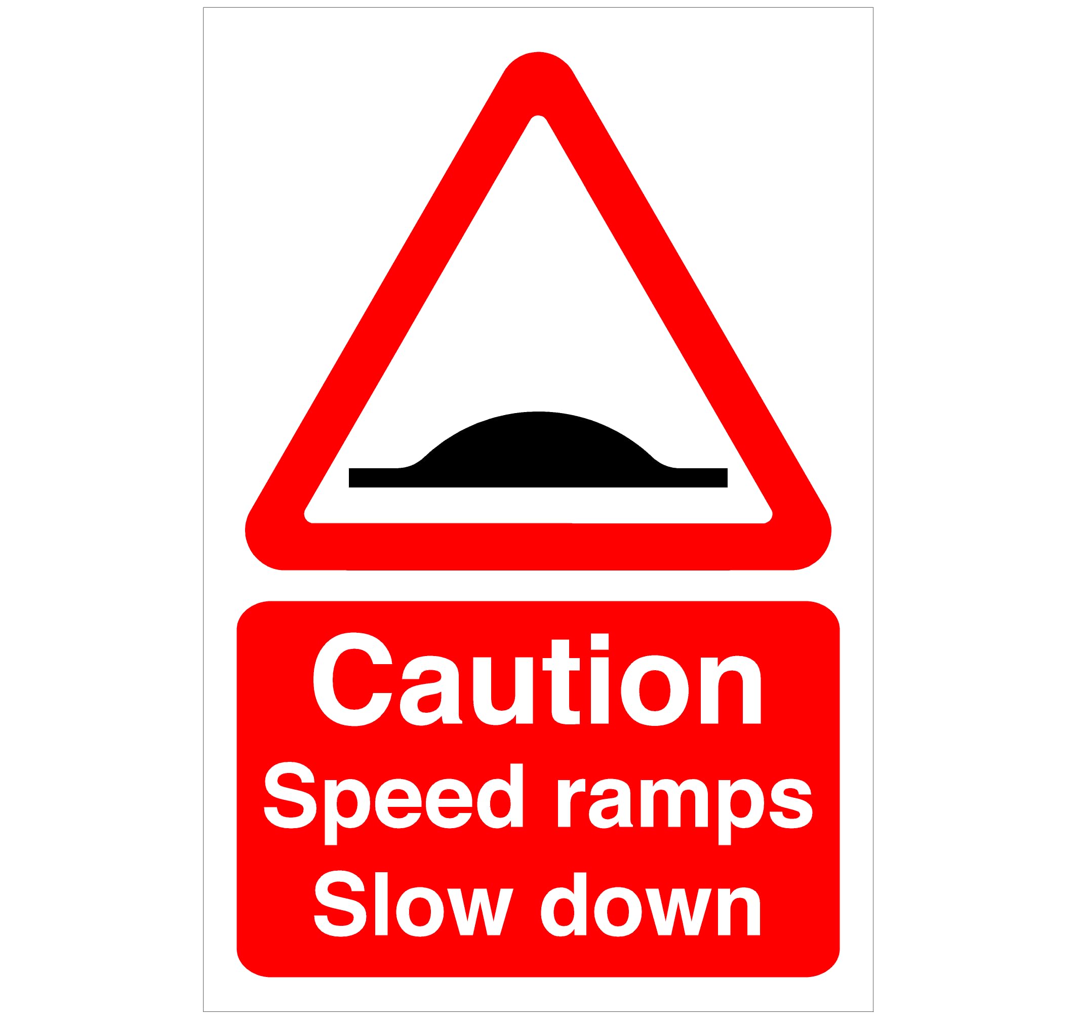 Caution speed ramps slow down- 3mm Aluminum Dibond high-visibility and durability for indoor/outdoor usage (300mm x 200mm) Ensures Safety Within 7m Viewing Distance.