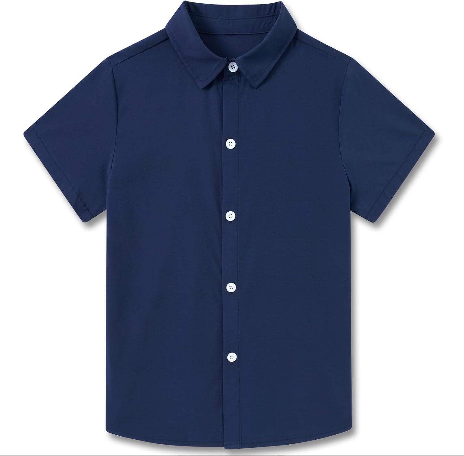 Funnycokid Boys Button Down Shirts Short Sleeve Dress Shirt Solid Formal Uniform 2-10 Years