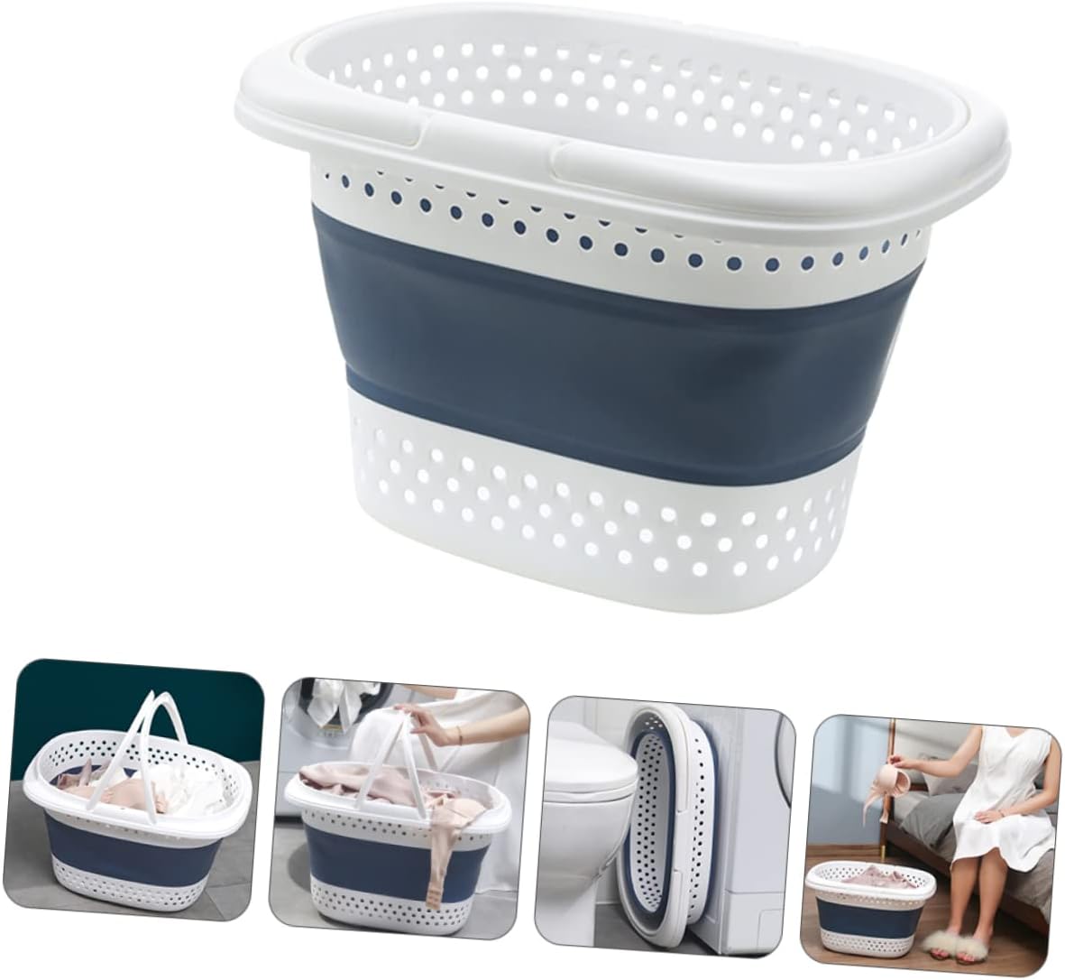 Wakauto Foldable Lightweight Laundry Basket with Dual Handles Large Capacity Clothes Storage Hamper for Bedroom and Nursery Space Saving Foldable Hamper for Dirty Laundry and Household