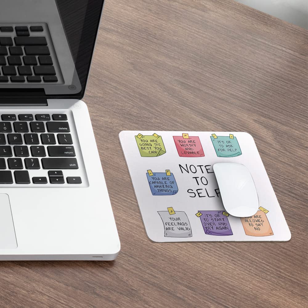 MDQAO Note to Self Affirmations Mental Health Self Love Square Mouse Pad 9.5x7.9 Inch Non-Slip Rubber Base Mousepads Mouse Mat for Computer Laptop Home Office Dorm Desk Decor, Women Teens Gifts