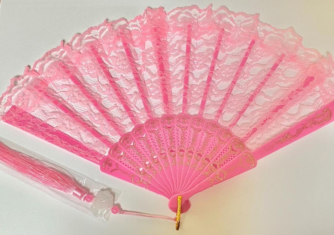 Amazon.co.jp: 扇子 ピンク レース 小道具 ダンス レッスン アバニコ