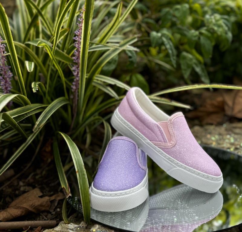 Toandon Toddler Girls Kids Sparkle Slip On Sneakers Loafers Age 2-10 - Image 2