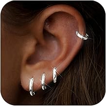 316L Surgical Stainless Steel Hoop Earrings Set for Women 6mm 8mm 10mm 12mm Hypoallergenic Lightweight Cute Mini Cartilage Helix Targus Conch Rook Lobes Sleeper Everyday Earrings for Multiple Piercing