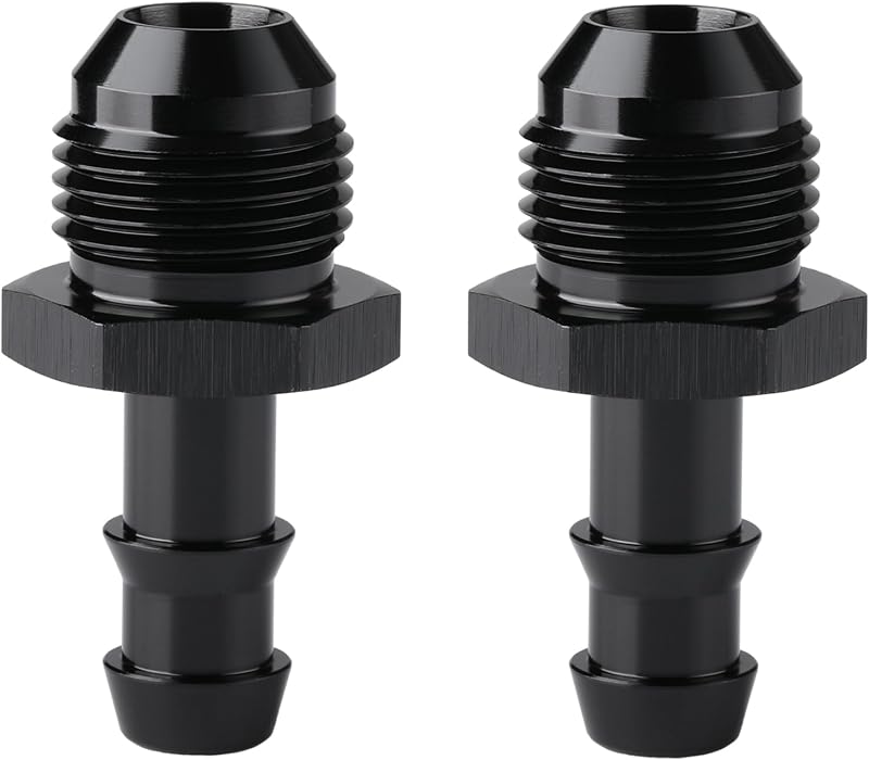 Adaptador Reto de Conexão 8AN Macho para Espigão de Mangueira 3/8" Podavelle em Alumínio Preto – Pacote com 2