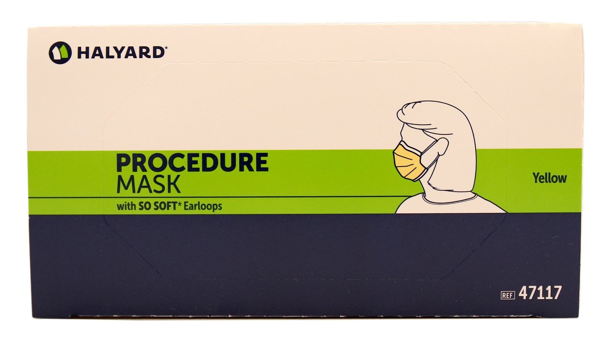 Halyard Health 47117 Procedure Mask, Tissue Yellow (10 Pack of 50) : Industrial & Scientific