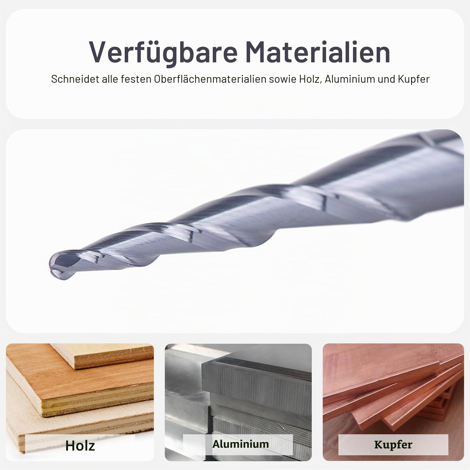 SpeTool Kugelkopffräser Konische Fräser CNC Schaftfräser 2 Flöten 1,0 mm Radius VHM Gravierfräser für Oberfräse 6mm Schaft mit TiAlN Beschichtung für 2D und 3D Gravur