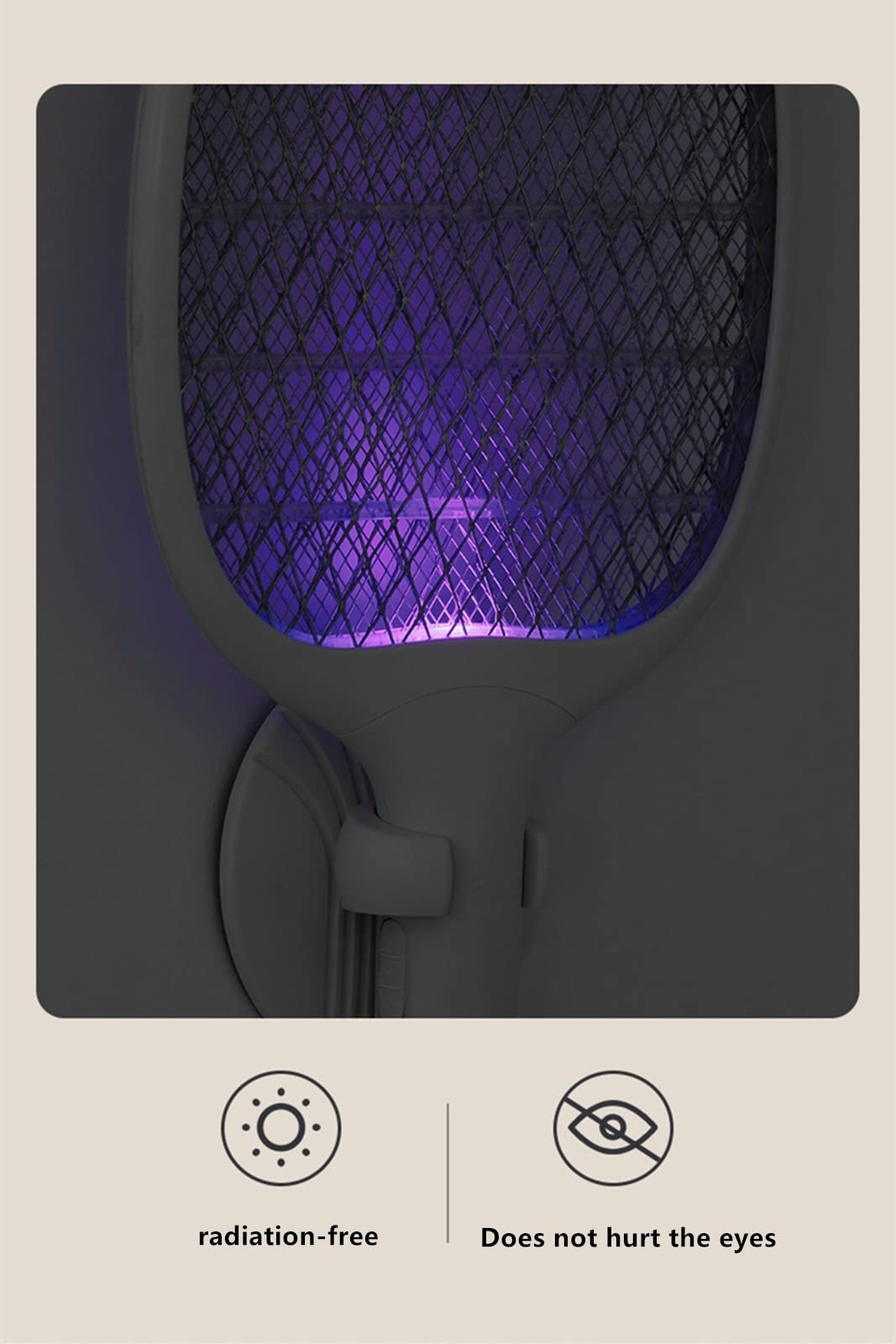 FAXIOAWA Matamoscas eléctrico, matamoscas eléctrico de 3000 V, matamoscas, Recargable por USB, para Interiores y Exteriores, Rosa, con Base