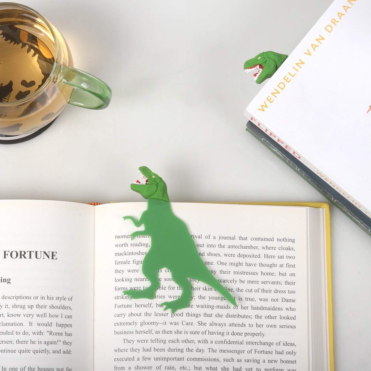 OYLZ Unique Cool T-Rex Dinosaur Bookmark 3D Book Mark Bookmarker for Kids Boys Girls Men Women (Green)