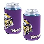 Football Can & Bottle Holder Insulator Beverage Huggie Cooler (Minnesota (Vikings) - Collapsible Can 2-Pack Purple)