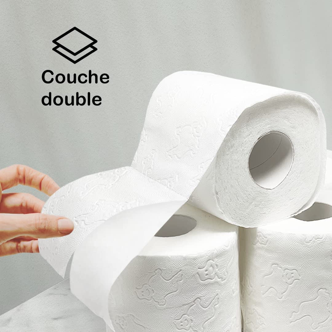Papier Toilette Super Doux Double Épaisseur 96 Rouleaux | Papier WC Haute Qualité Papier Hygiénique Extra Résistant