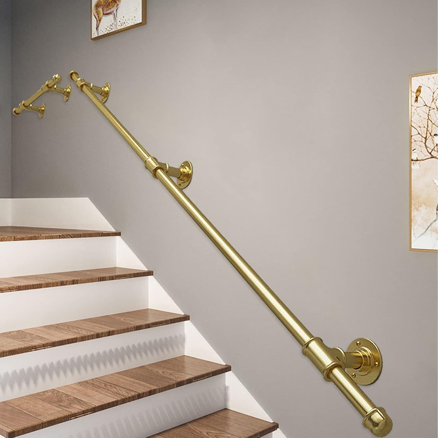 DREANNI Handrail for Stairs Complete Kit Wrought Iron Indoors Outdoors