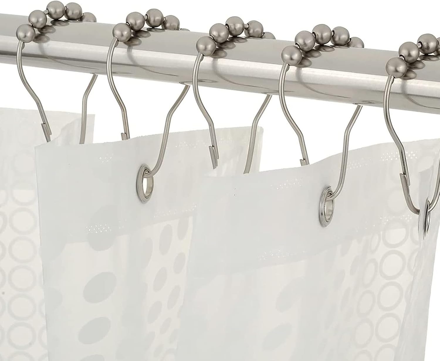 Amazer Shower Curtain Hooks, Shower Curtain Rings Rust Proof Stainless Steel Shower Rings for Curtain, 12 Pcs Shower Hooks for Shower Curtain, Matte Nickel