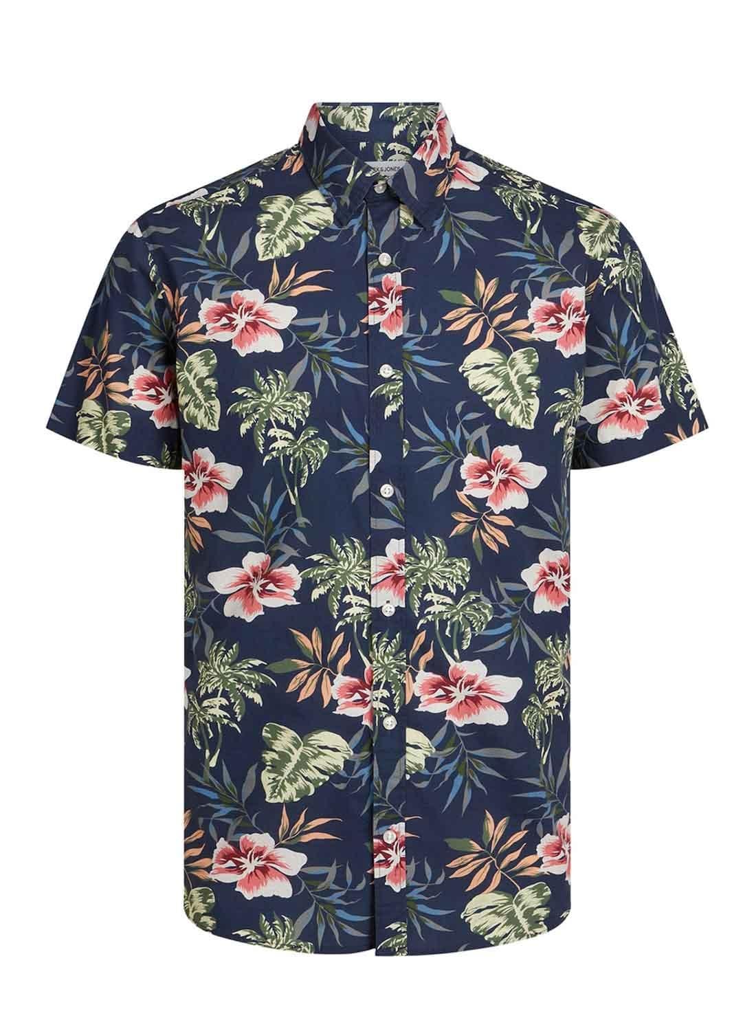 JACK&JONES JUNIOR Jjchill AOP Shirt SS Jnr Camisa, Azul Marino, 164 cm para Niños
