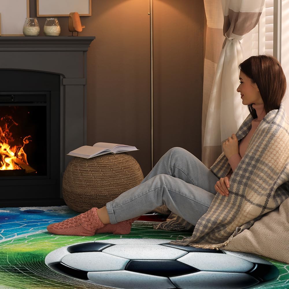 Custom Soccer Area Rug - Soccer Pitching Rug, Football Gift Decor 2X3 3X5 4X6 5X8 Rug Non Slip Rug Carpet for Bedroom Living Room, Soccer Room Decor for Boys (Soccer D10, Multi)