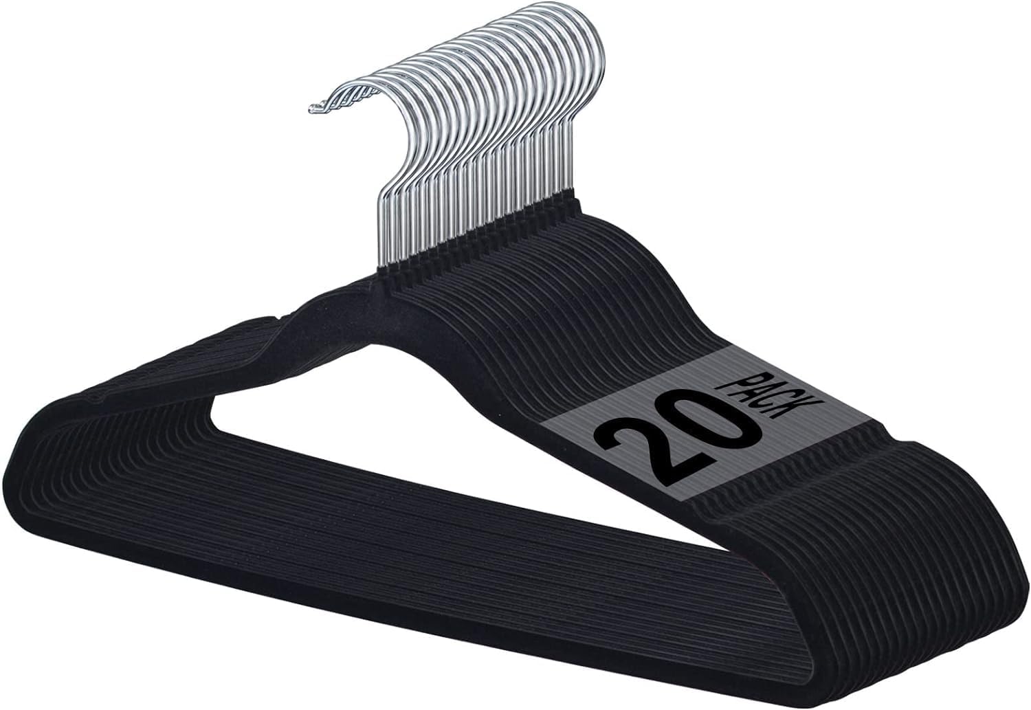 SKY-TOUCH Velvet Hangers 20 Pack - Non-Slip Premium Hangers for Clothes, Felt heavy Duty Coat Hangers with 360° Swivel Hooks for Suits, Jackets, Trousers, Jeans,Black