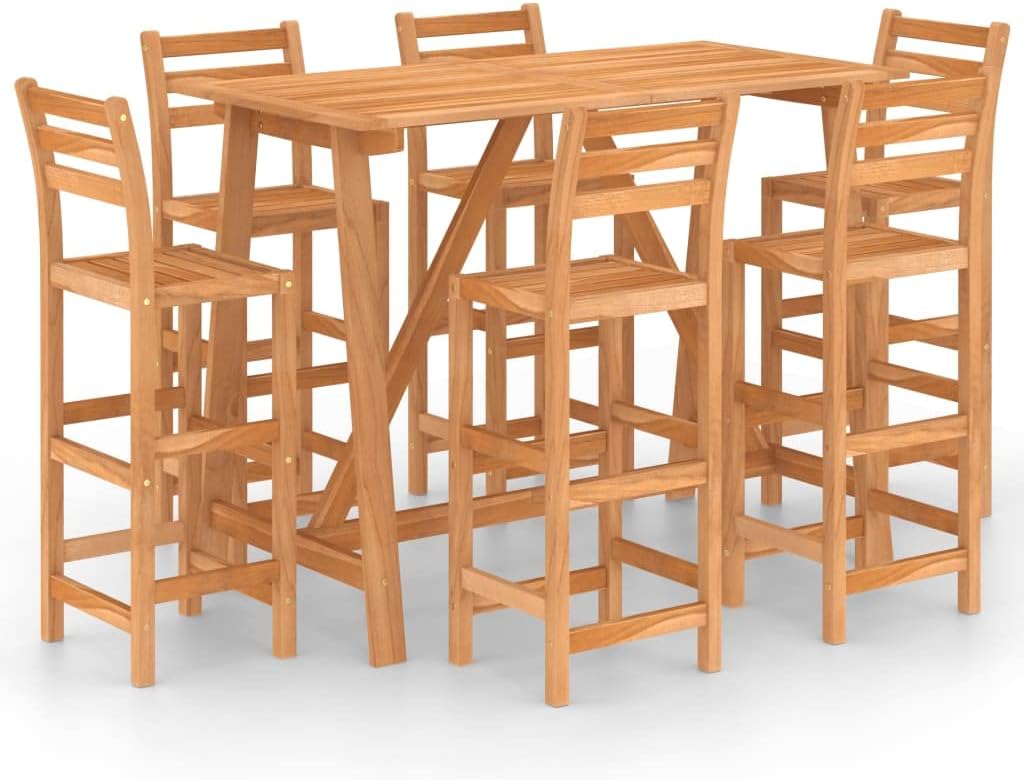 7 Piece Patio Bar Set Solid Acacia Wood,Outdoor Patio furnature,Outdoor Furniture,Patio Set,Balcony Furniture,for Patio,Garden,Poolside,Backyard