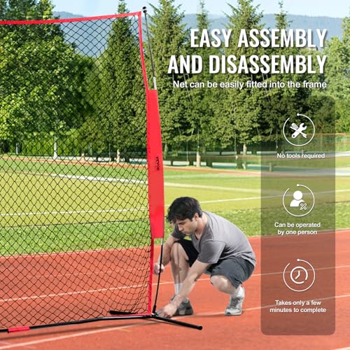 VEVOR Barrikaden-Backstop-Netz, 238 x 107 x 212 cm Ballsport-Absperrnetz, Tragbare Übungsausrüstung mit Tragetasche, Schutzschirm für Baseball, Softball, Lacrosse, Fußball, Hockey-Training