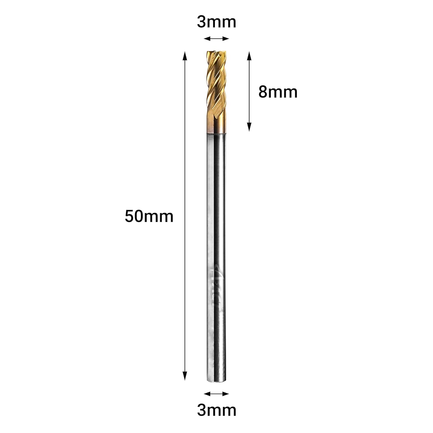 ACCUCUT A4KES 3mm Carbide Square End Mill- 4 Flute Milling Bit Set for Steel, Forge Steel, Hardened Steel, Copper, Alloys & Materials < HRC 50 - AlTiN Coating CNC Router Bit, 45 Degree Helix (3 pcs)