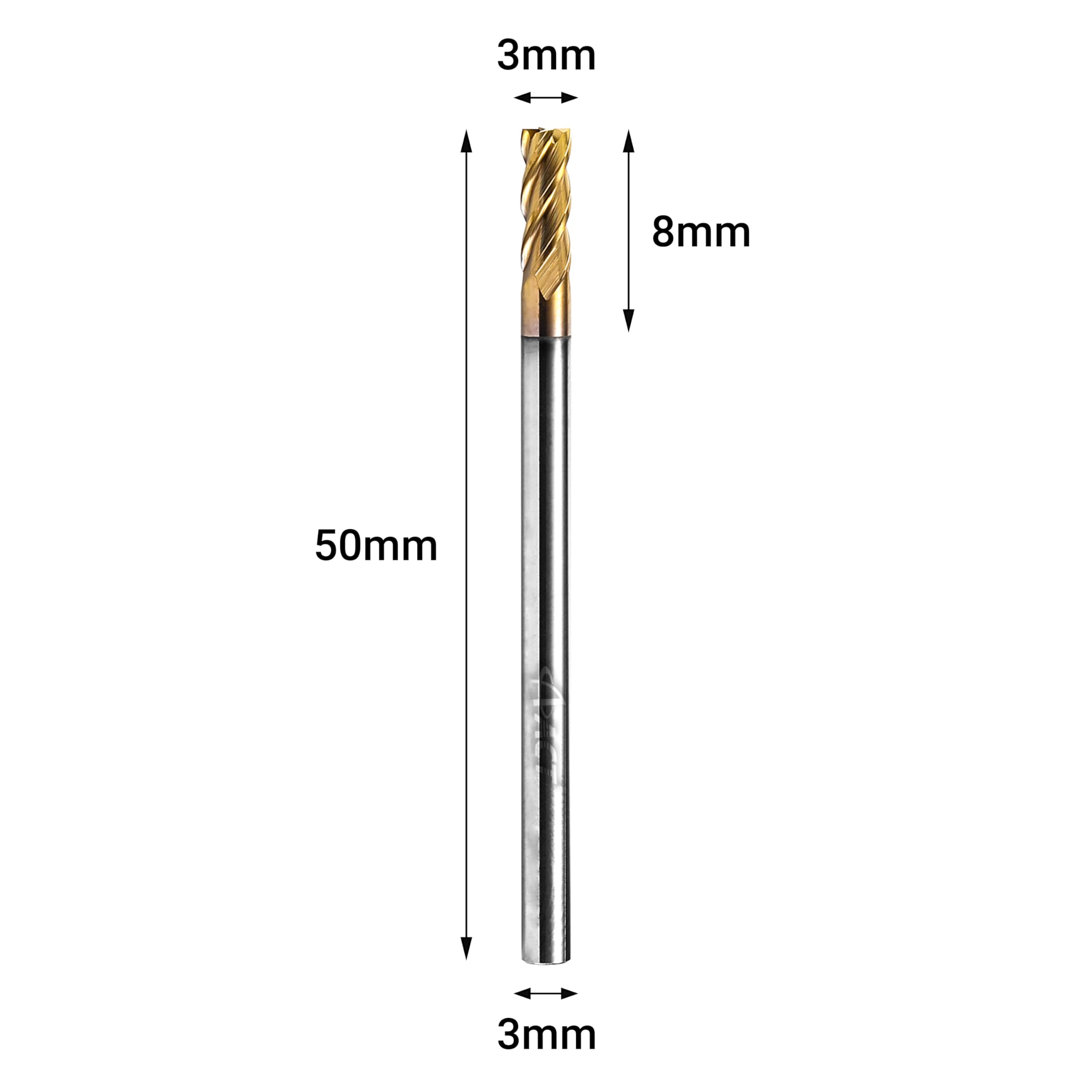 ACCUCUT A4KES 3mm Carbide Square End Mill- 4 Flute Milling Bit Set for Steel, Forge Steel, Hardened Steel, Copper, Alloys & Materials < HRC 50 - AlTiN Coating CNC Router Bit, 45 Degree Helix (3 pcs)