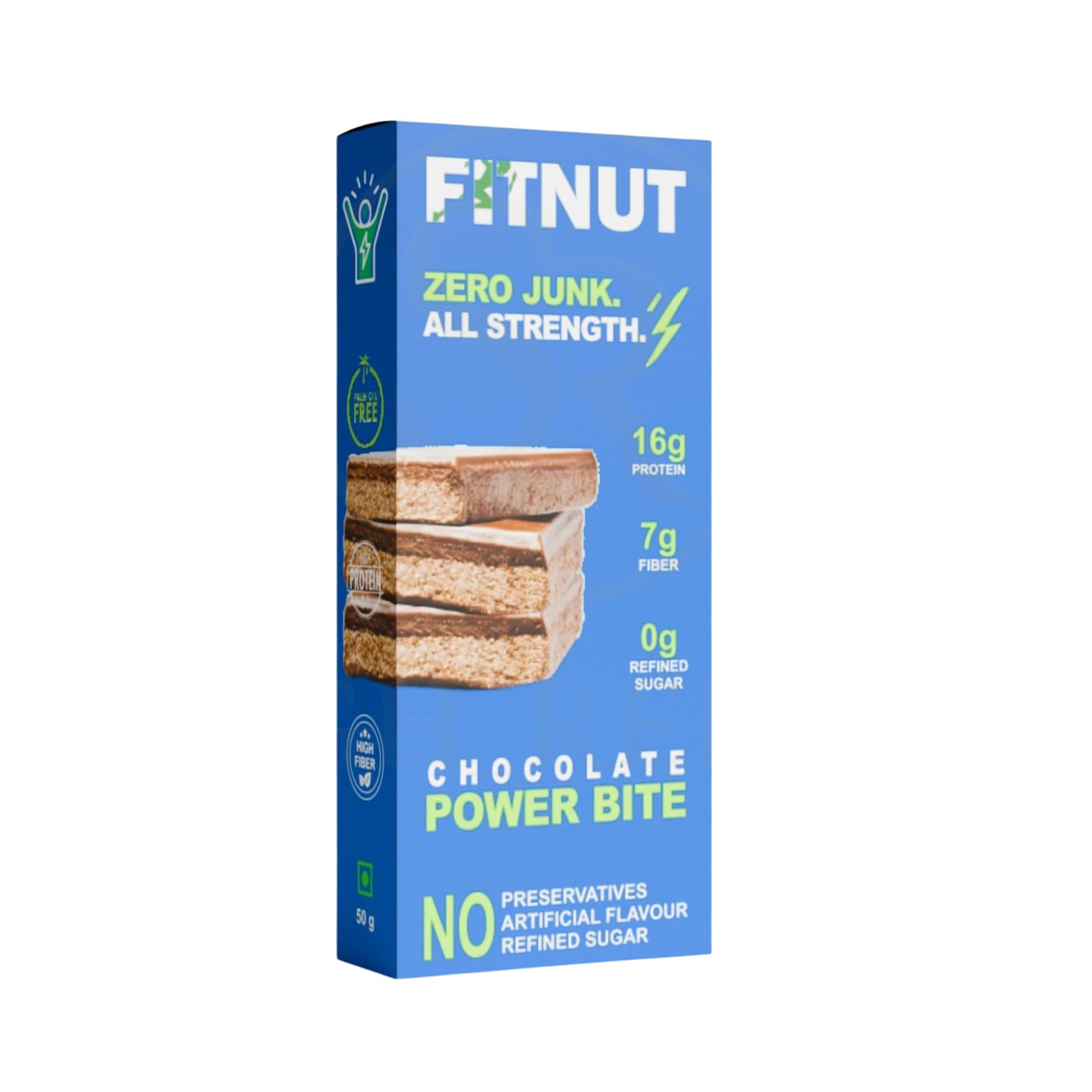 Chocolate Protein Bar | 16g Protein | 7g Fiber | Whey Protein | Zero Added Sugar - 50 grams