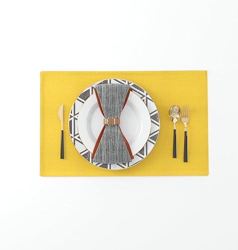 Miniatura 104 de Juego de 4 manteles individuales de lino suave hechos a mano resistentes al calor, manteles individuales para mesa de comedor, manteles individuales