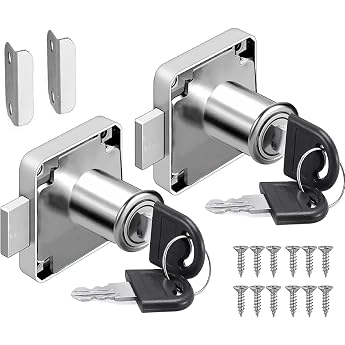 2pcs Security Cabinet Lock with Key Furniture Lock Screw-On Lock Lever Lock Locker Lock Furniture Lock Letter Box Lock for Furniture Cabinet Letter Box Drawer Household Office