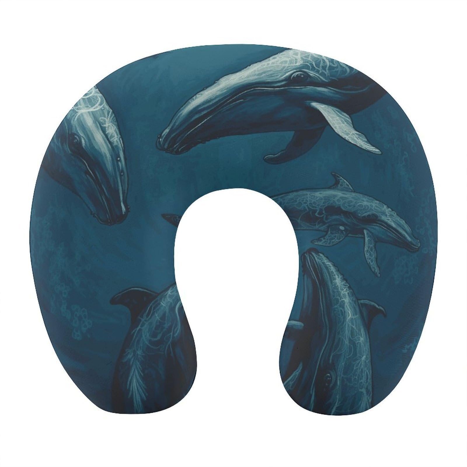 FekiLoot Ocean Whale Travel Pillow,U Shaped Office Napping Pillow Support Neck and Head Comfortable Travel Neck Pillow U Shape Sleeping Essentials for Long Haul Flights