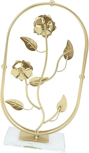 SHYEKYO Cabinet Iron Ornament, Oval TV Stand Iron Ornament Fashionable Hand Coloring Crafting Modern for Entrance Hall (Rose)