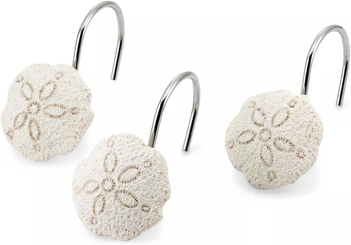 Avanti Linens - Shower Curtain Hooks, Beach Inspired Bathroom Accessories, Set of 12 (Seaglass Collection)