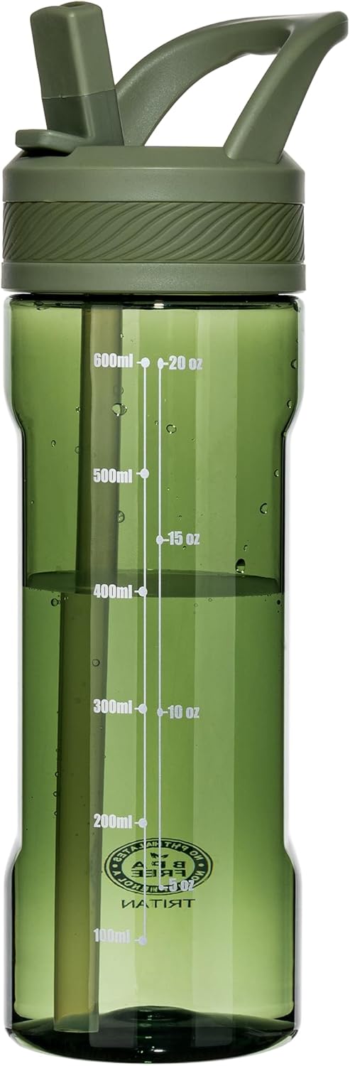 OLDLEY 20 kids Water Bottle with Straw,Tritan BPA-Free,Leak-Proof Design for Travel, Home, School, (Army Green)