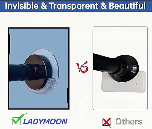Miniatura 6 de LADYMOON Soporte adhesivo para barra de cortina de ducha sin taladrar, juego de 4, carga máxima de 60 libras, resistente al calor y al agua,