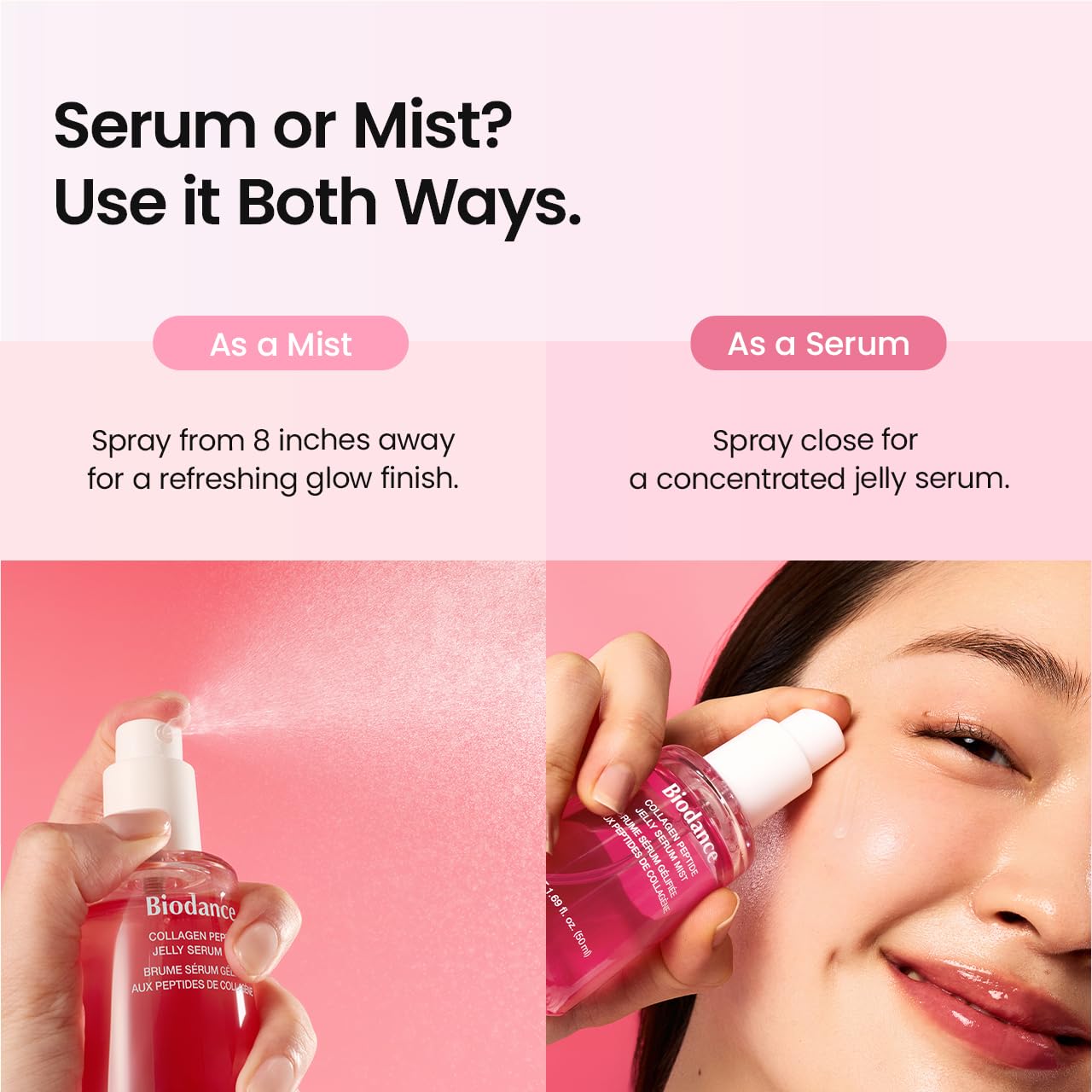 BIODANCE Jelly Serum Mist al Collagene Peptidico – Spray Viso Idratante Effetto "Glass Skin", Anti-Age Rimpolpante, Hydrogel Spray Innovativo, Skincare Coreana | 50 ml