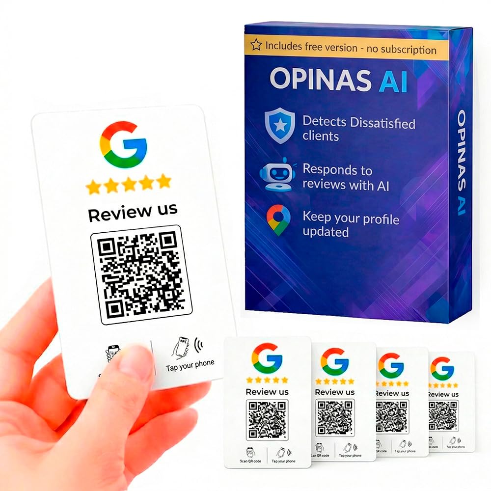 5-Pack QR & NFC Tap Cards Compatible with Google Reviews | AI Reply App Included