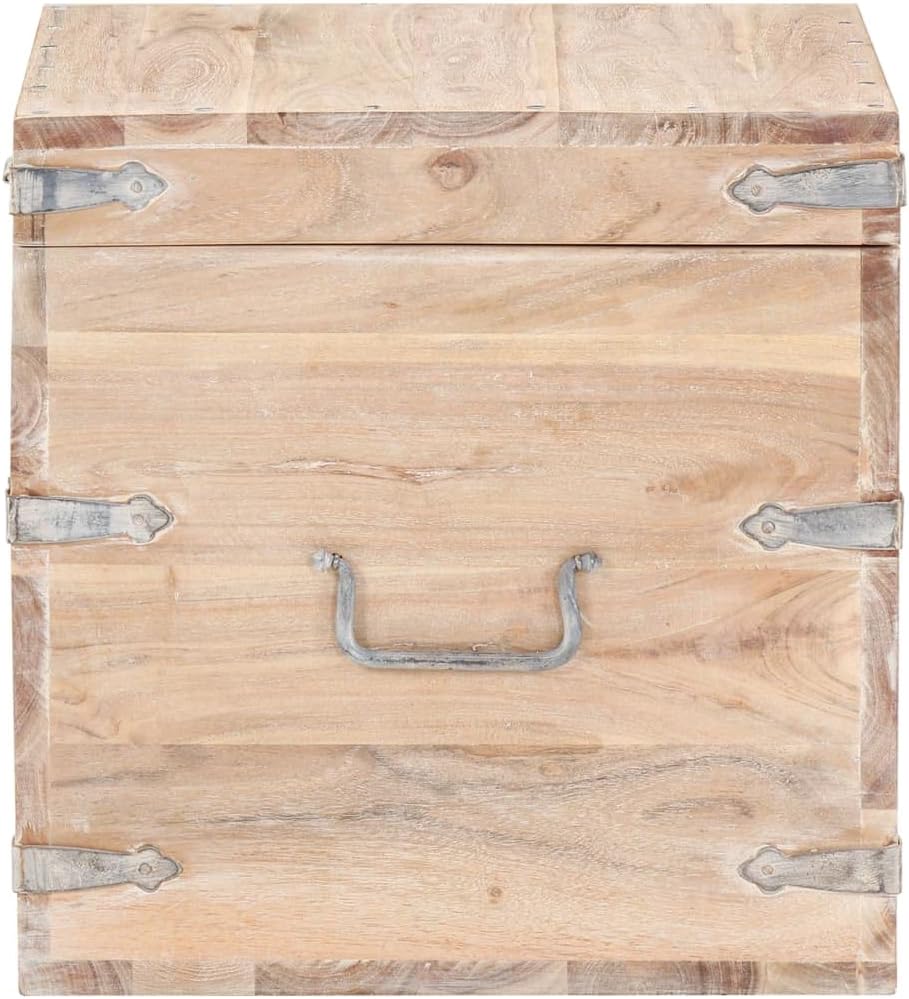 Chest,Living Room Storage,Wood Tool Box,Treasure Box for Classroom,Toy Box Storage,Blanket Storage for Living Room,Lockable, 15.7"x15.7"x15.7" Solid Acacia Wood