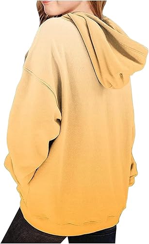 Moonker Cute Hoodies For Girls Oversized Long Sleeve Sweatshirt Gradient Teen Girls Pullover Tops Outfits Fall(Khaki,3-4T)
