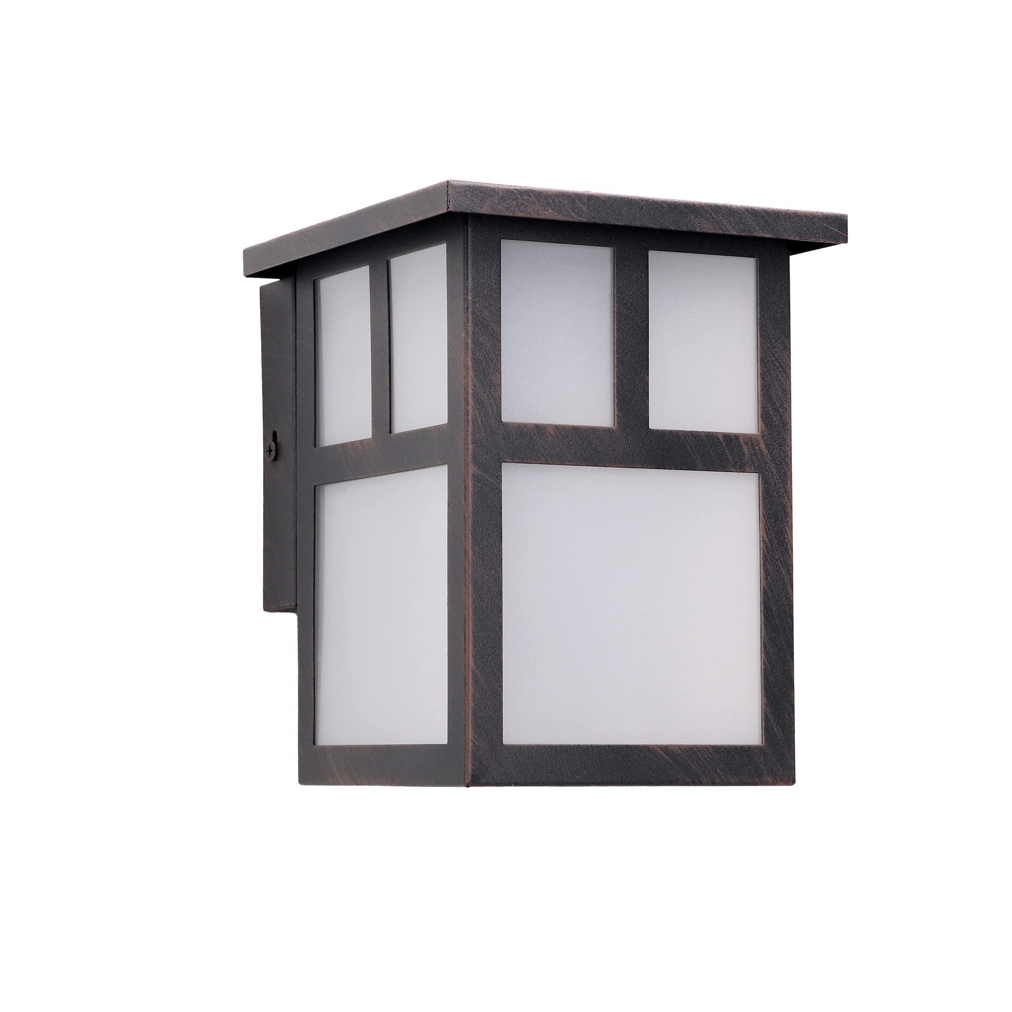 FORLIGHT Osaka Aplique de Pared Exterior Rústico de Estilo Japonés. Farol de Pared para Bombilla E27. Lámpara de Pared para Jardín y Terraza IP23. Marrón Óxido